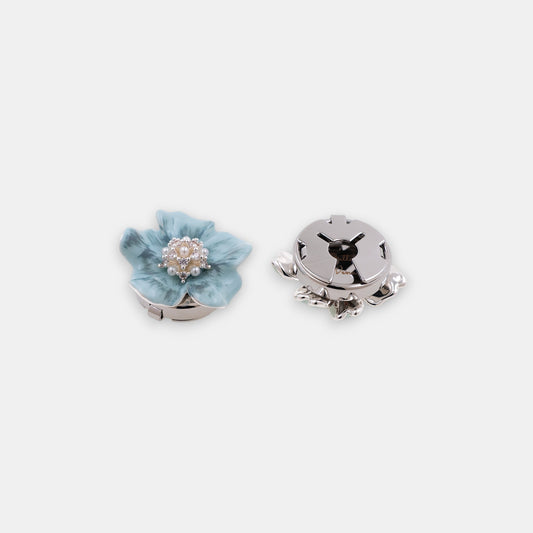 Cerulean Dream Button Cover Set – Hand-Painted Blue Enamel Floral Accessory